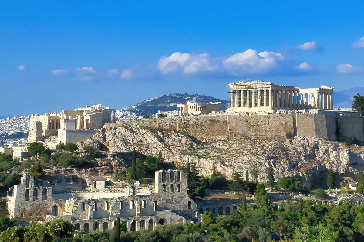 Atherns, Acropolis, Parthenon Temple and Odeon of Herodes Atticus